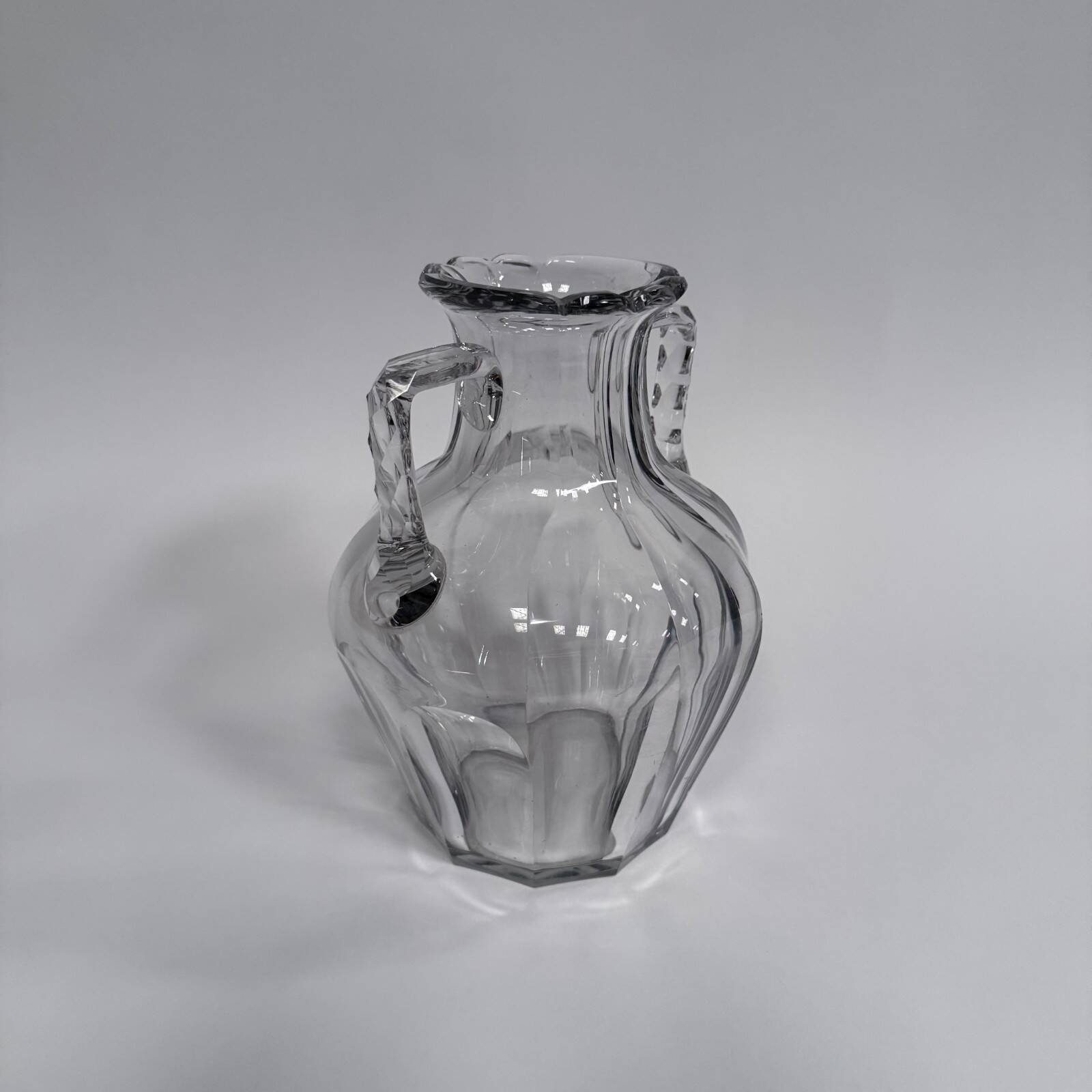 Baccarat crystal vase with handles, 19th century, cut sides