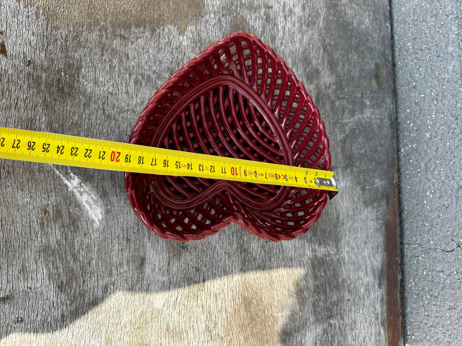 Heart-shaped woven ceramic basket/empty pocket Vallauris 50's