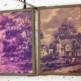 Small metal triptych mirror 42x15cm