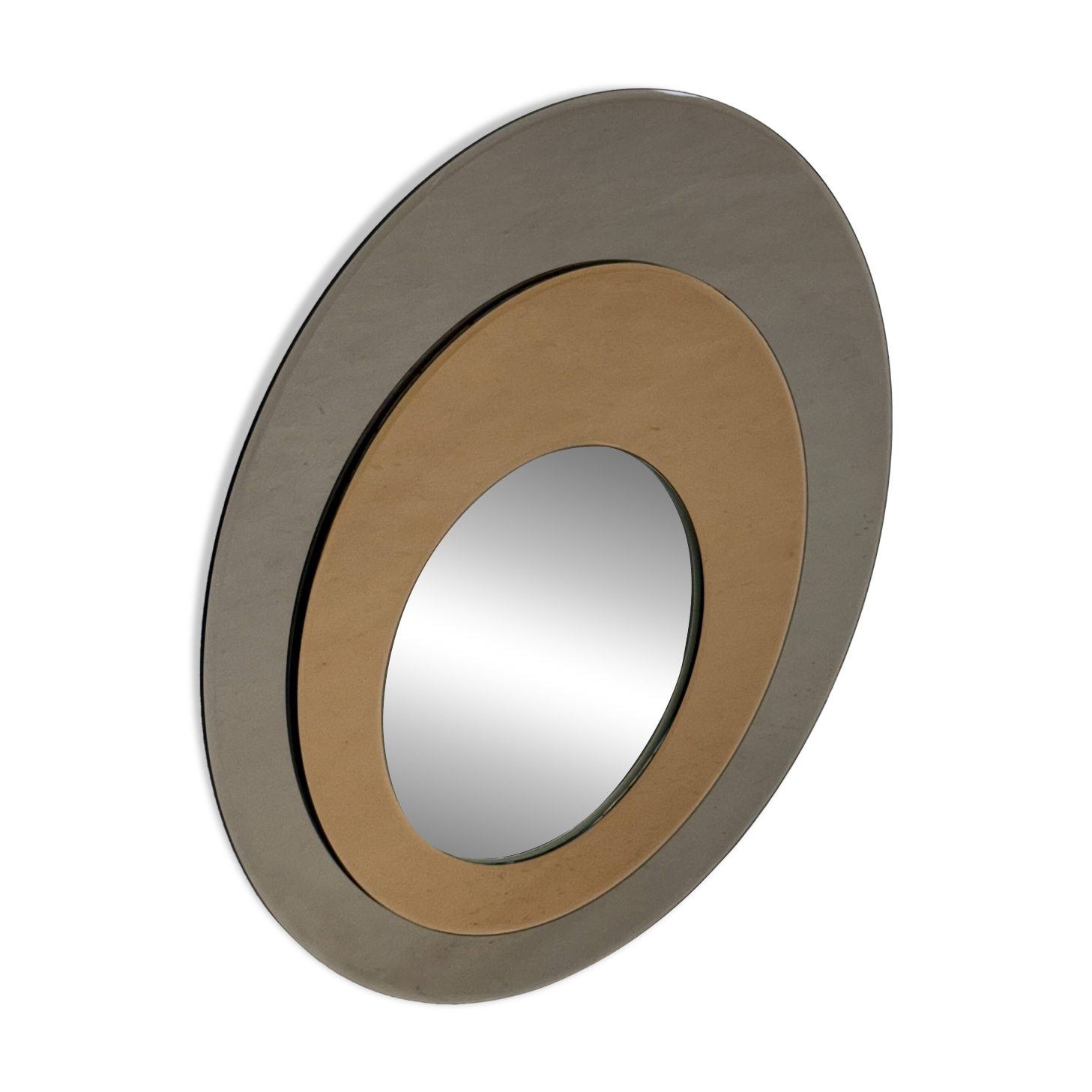 Miroir mural rond en Metalvetro Galvorame aux tons marron