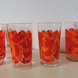 verres à fleur oranges années 70