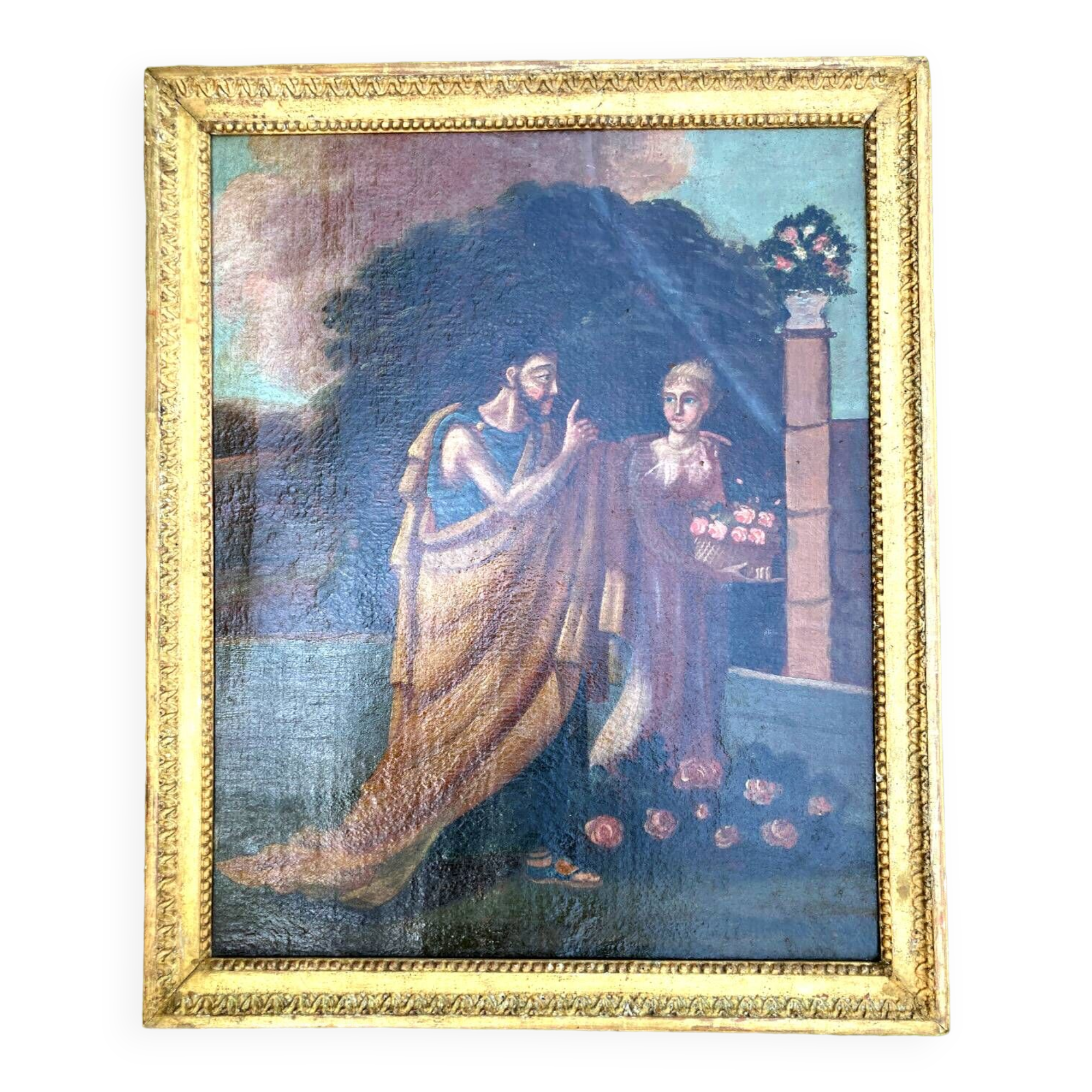 Tableau ancien - Scène de l'Antiquité - cadre bois doré