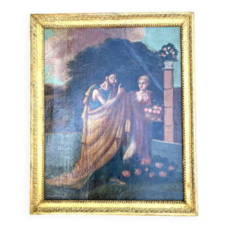 Old painting - Scene from Antiquity - gilded wood frame