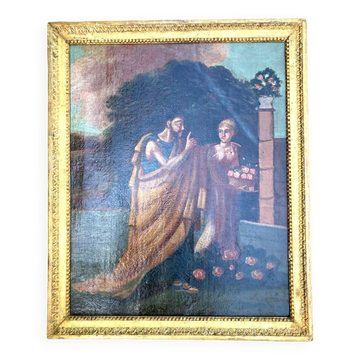 Antique painting - Scene from Antiquity - gilded wooden frame