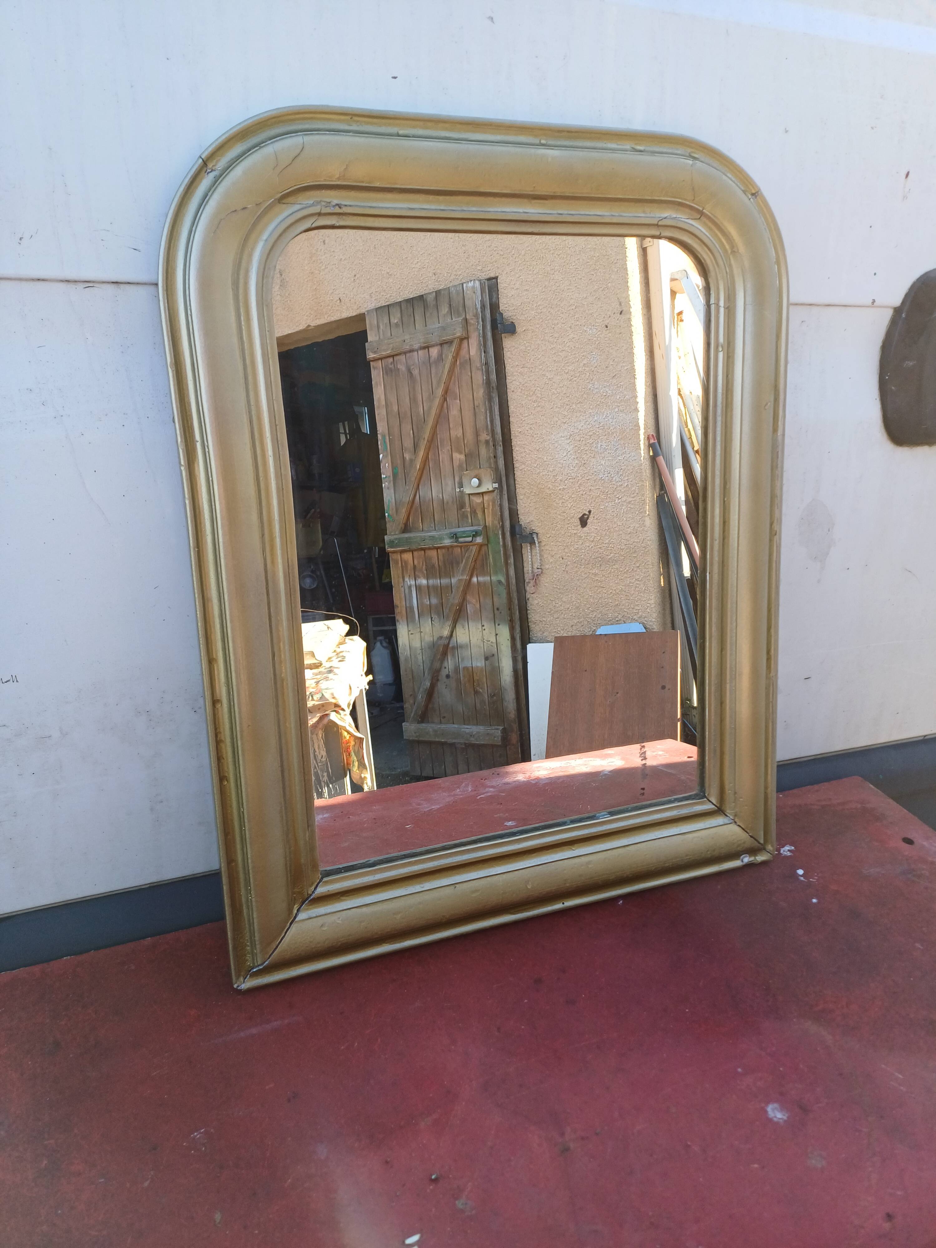 Napoleon III Mirror Wood and Gilded Stucco