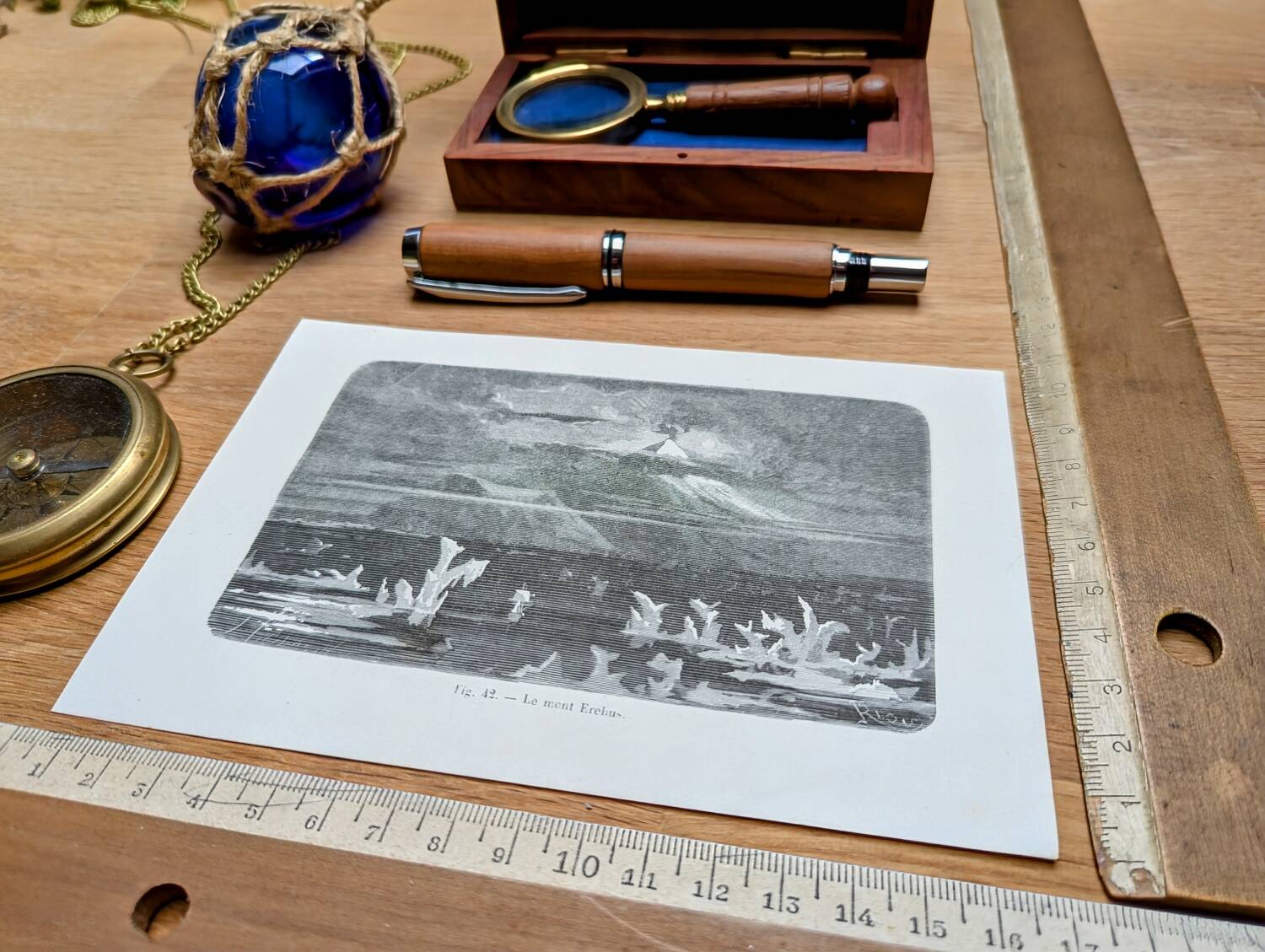 Printed in 1868, Mount Erebus, Ross Island, Antarctica.