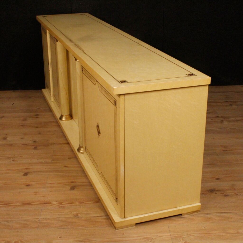 Italian sideboard in exotic wood and brass from XXth century