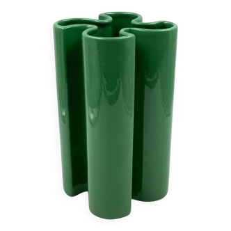 Franco Bettonica, Space age green ceramic vase, Gabbianelli Italy ca. 1970s