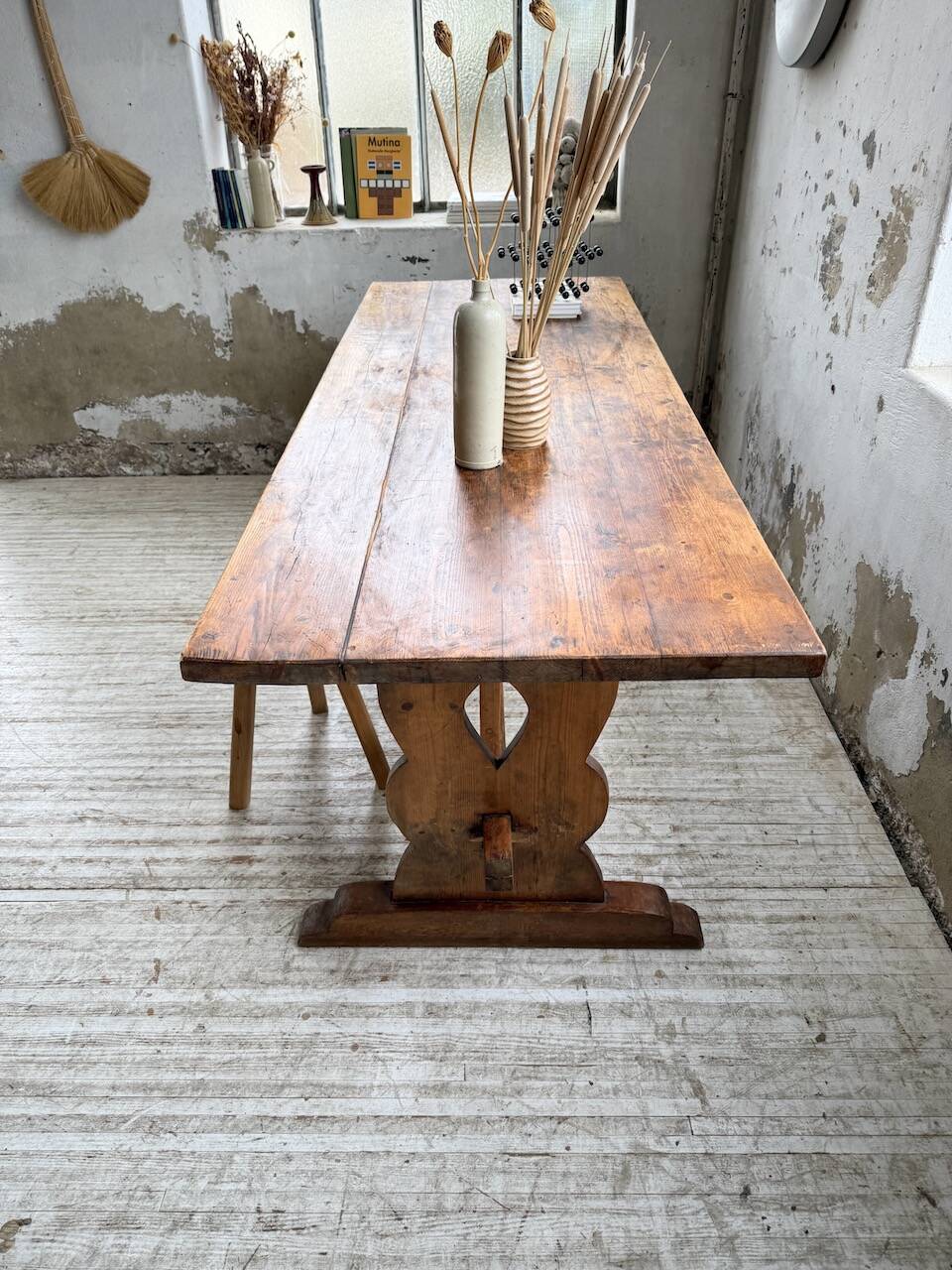 Monastery-style farmhouse table, pine, 210cm