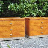 Rare pair of bedside tables in elm burl - 1970