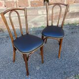 2 Chaises de restaurant bois courbé simili cuir vintage French bistro