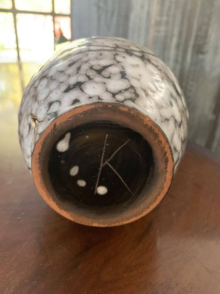 Mid-century modern vase in black ceramic and clay - Hódmezővásárhely, 1960s