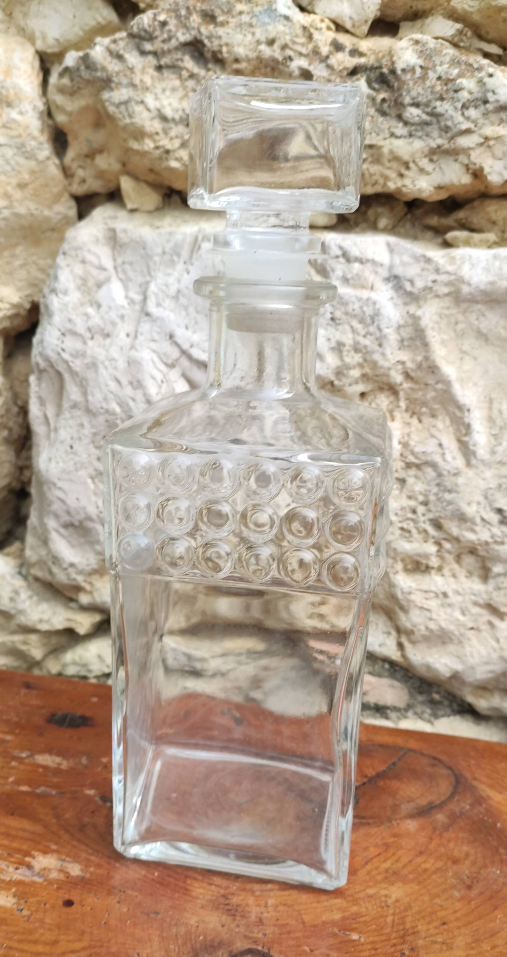 old glass whiskey decanter