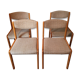 Lot of 4 chairs in beech and beige tweed fabric 60