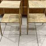 Pair of vintage marble and brass end tables 1970s