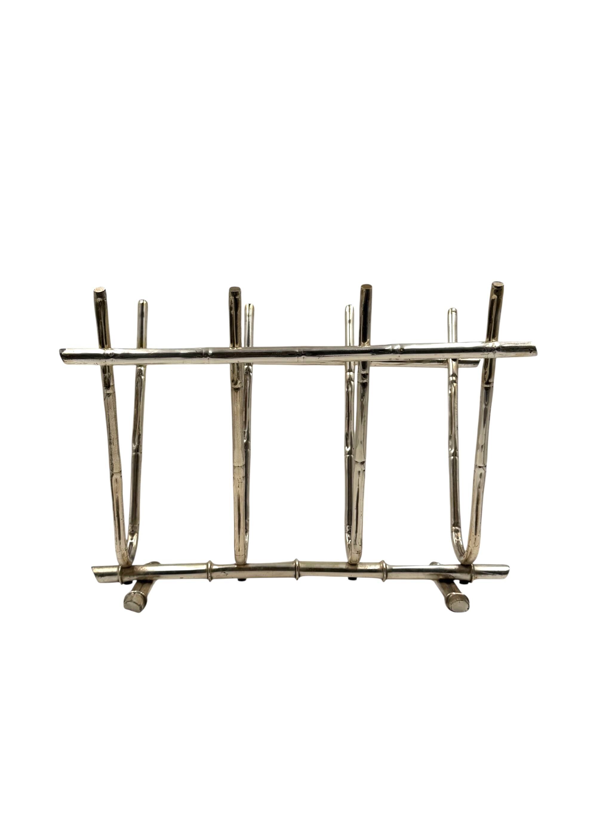 Hollywood regency magazine rack  GM Montagnani, Italy 1970s   bamboo shaped