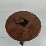 Table basse ronde rustique en chêne, style brutaliste, France, années 1960, milieu du XXe siècle