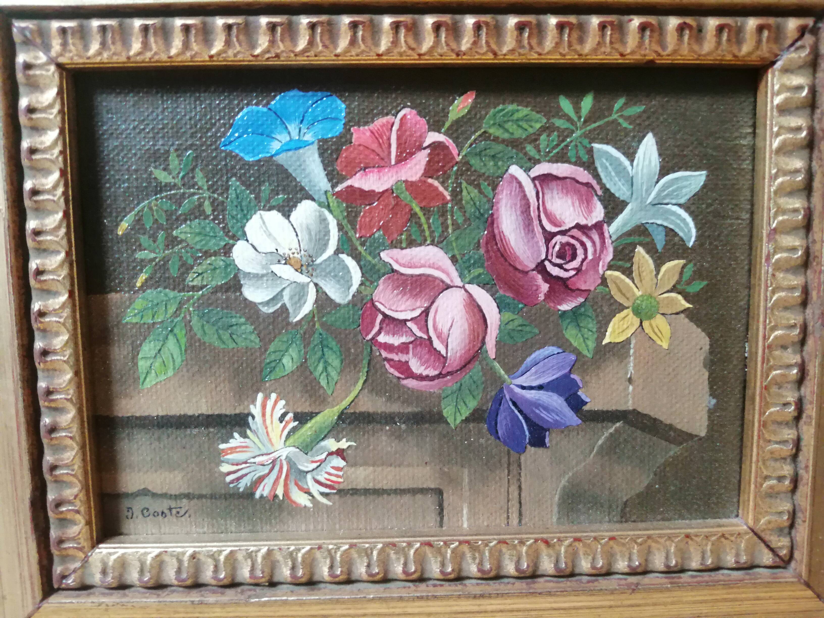 Painting bouquet of flowers signed J. coste