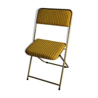 Chaise pliante velours et métal doré