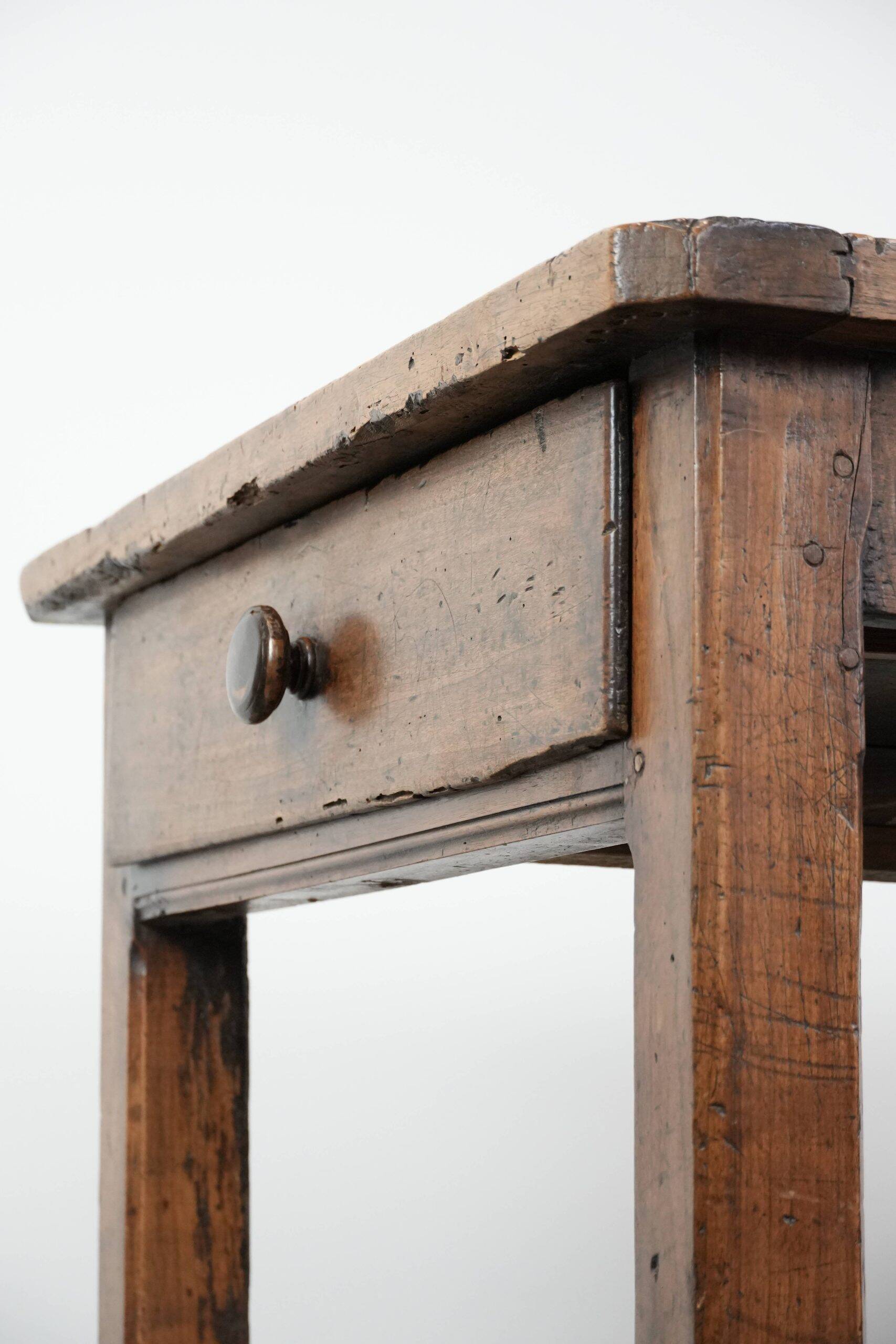 Robust French farmhouse antique dining table from the 18th century
