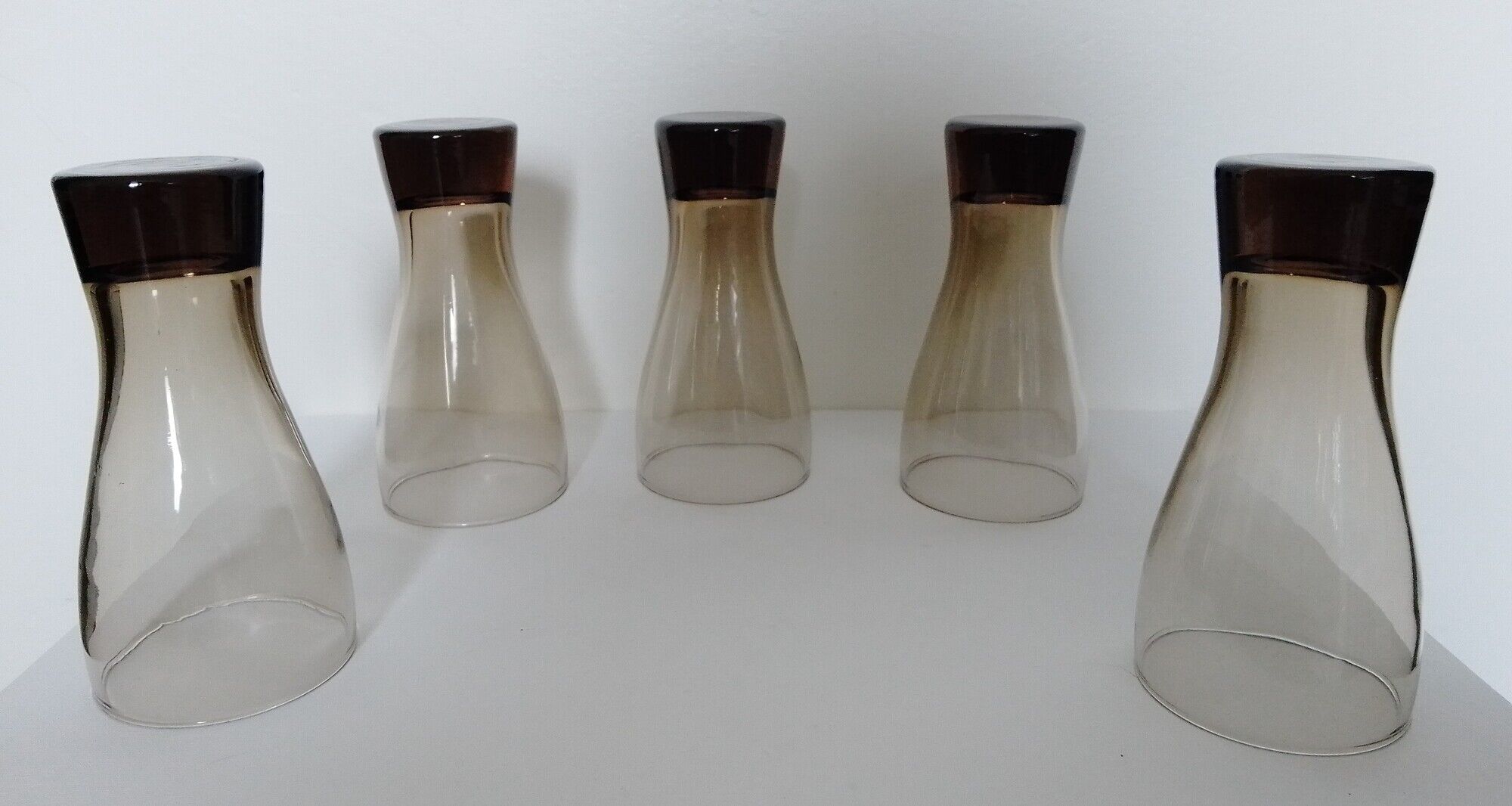 Set of 5 smoked glass soda glasses