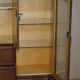 Vintage buffet display cabinet circa 1940 in flame mahogany and satinwood.
