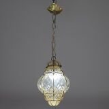 Set of 2 Wonderful Amber Vintage Venetian Lantern, Murano Glass, Italy, 1950s