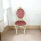 Vintage medallion chair – Patinated wood & powder pink velvet