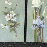 Paire de tableaux ancien– Bouquet de fleurs Nature Morte
