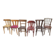set of 6 mismatched vintage wooden bistro chairs