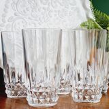 Set of 6 high crystal glasses with diamond tips