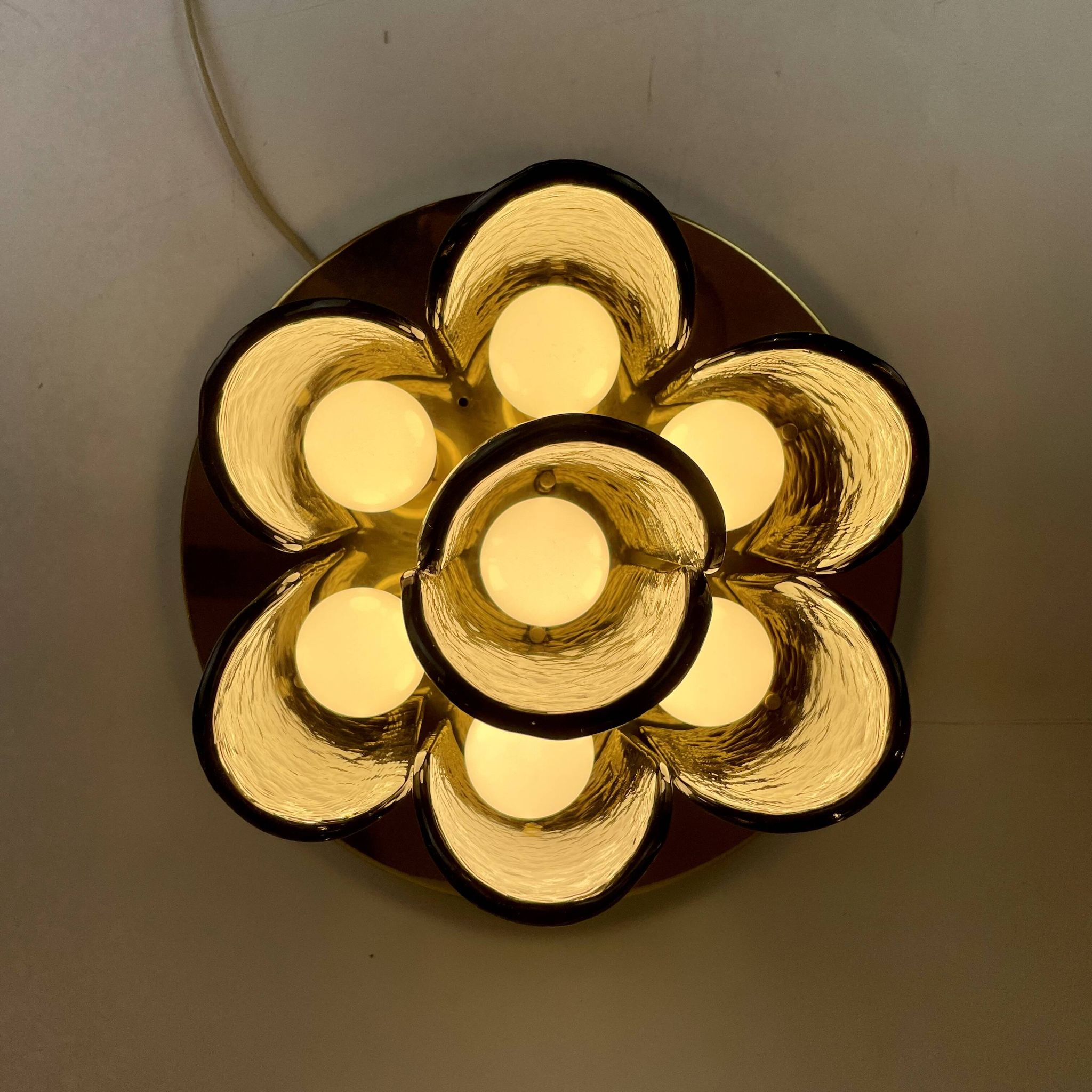 Murano & Brass Ceiling Lamp by J.T. Kalmar, Austria, 1960s