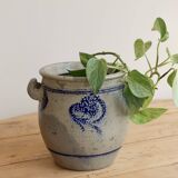 Old ceramic jar from Alsace with blue decoration.