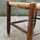 Vintage wooden and straw stool