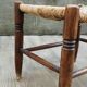 Tabouret vintage en bois et paille