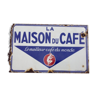 Plaque émaillée double face la maison du café