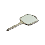 Silver plated hand mirror facet with silver mark bear floral pattern 25cm