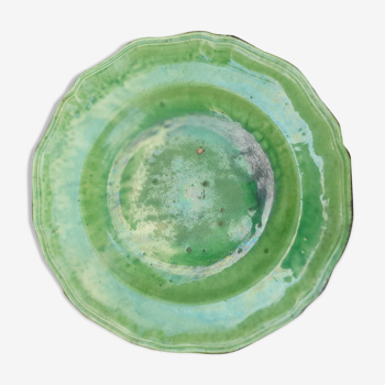 Hollow plate in green glazed clay Etienne Noël