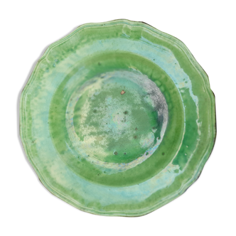 Assiette creuse en terre vernissée verte Etienne Noël