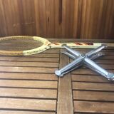 Old la hutte tennis racket wood + cross & protective cover