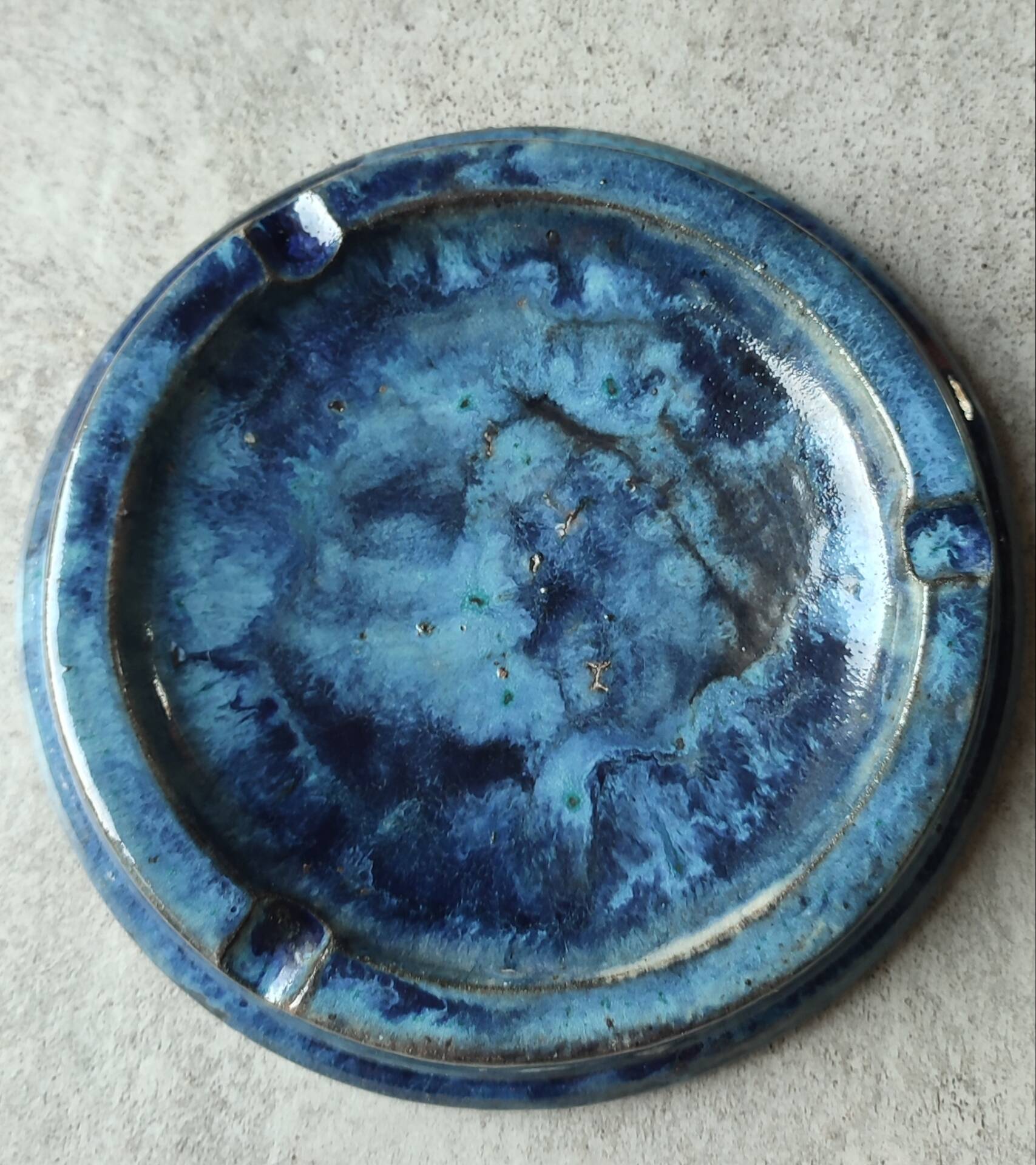 Vintage glazed terracotta ashtray by Eugène Alaphilippe (Verneuil-