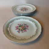 6 assiettes plates Céranord Roseraie Verte