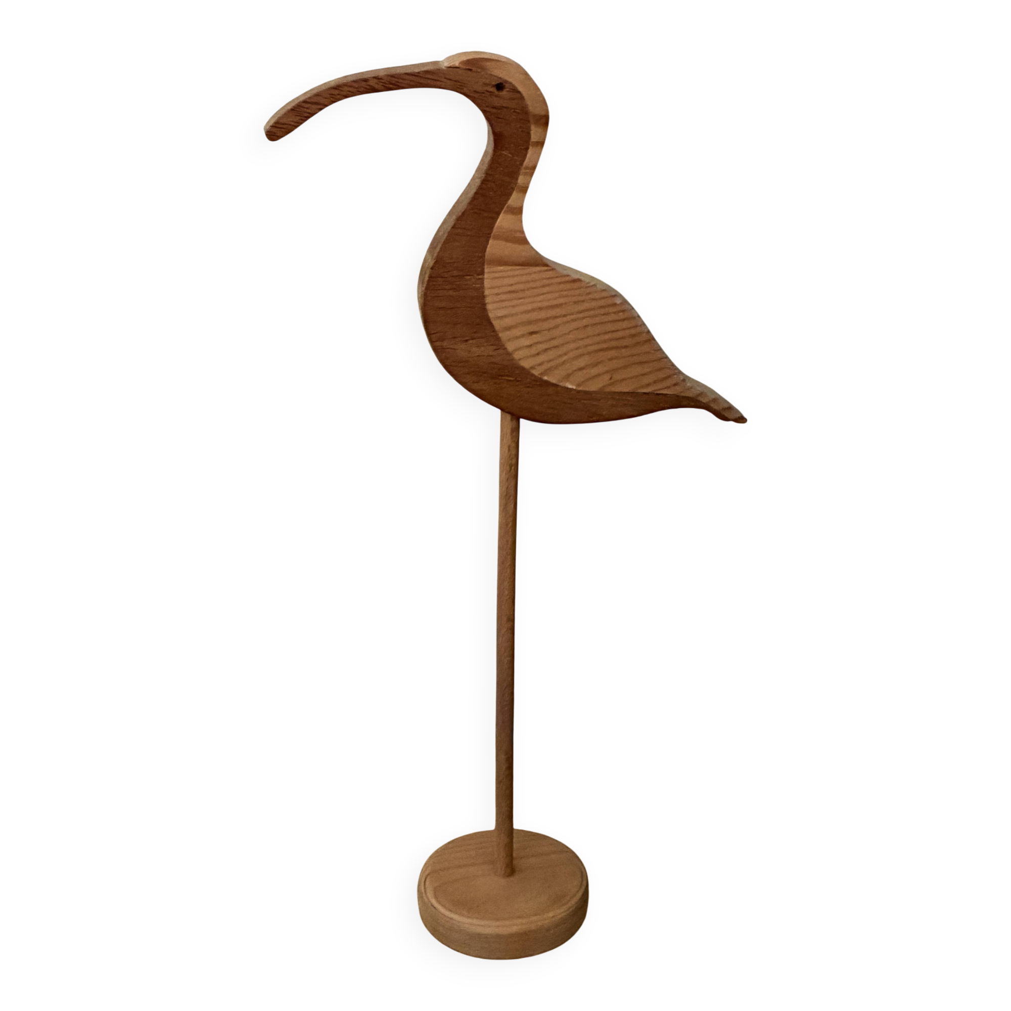 Wooden wading bird on a base