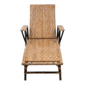 Rattan and bamboo chaise longue