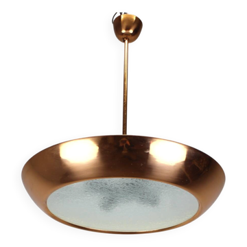 Copper UFO chandelier Bauhaus by Josef Hurka, 1930s