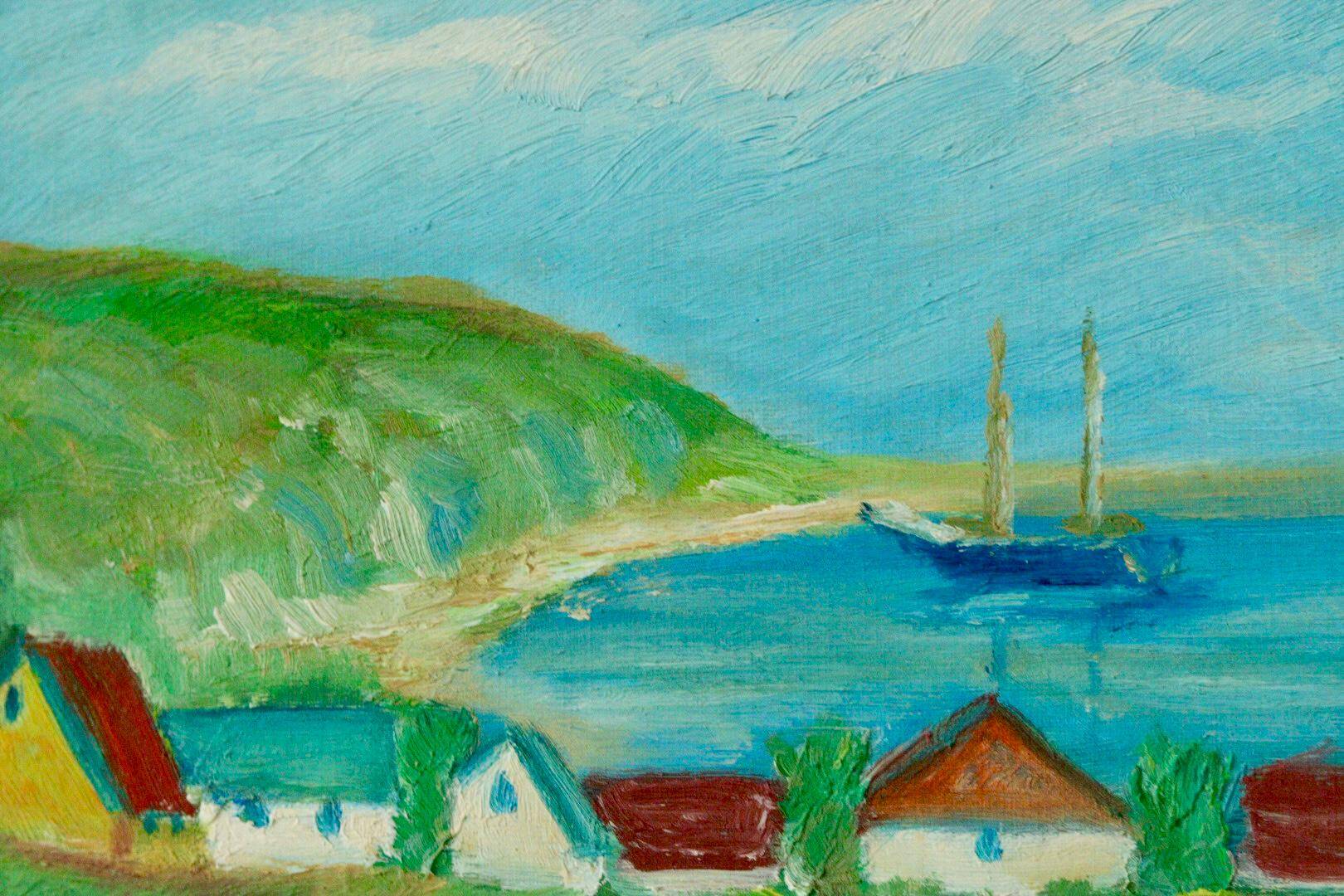 Original vintage landscape painting on panel – Hans Hansen