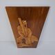 Mid-century Czech hand-carved wooden shepherd wall relief, 1960.