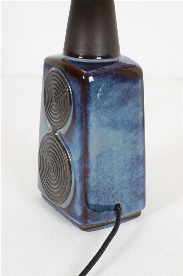 Big "1097" ceramic table lamp by Einar Johansen for Søholm with jute shade, mid-century Danish modern design, 1960s/1970s