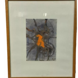 Abstract painting rulo 1966 mixed media paper frame