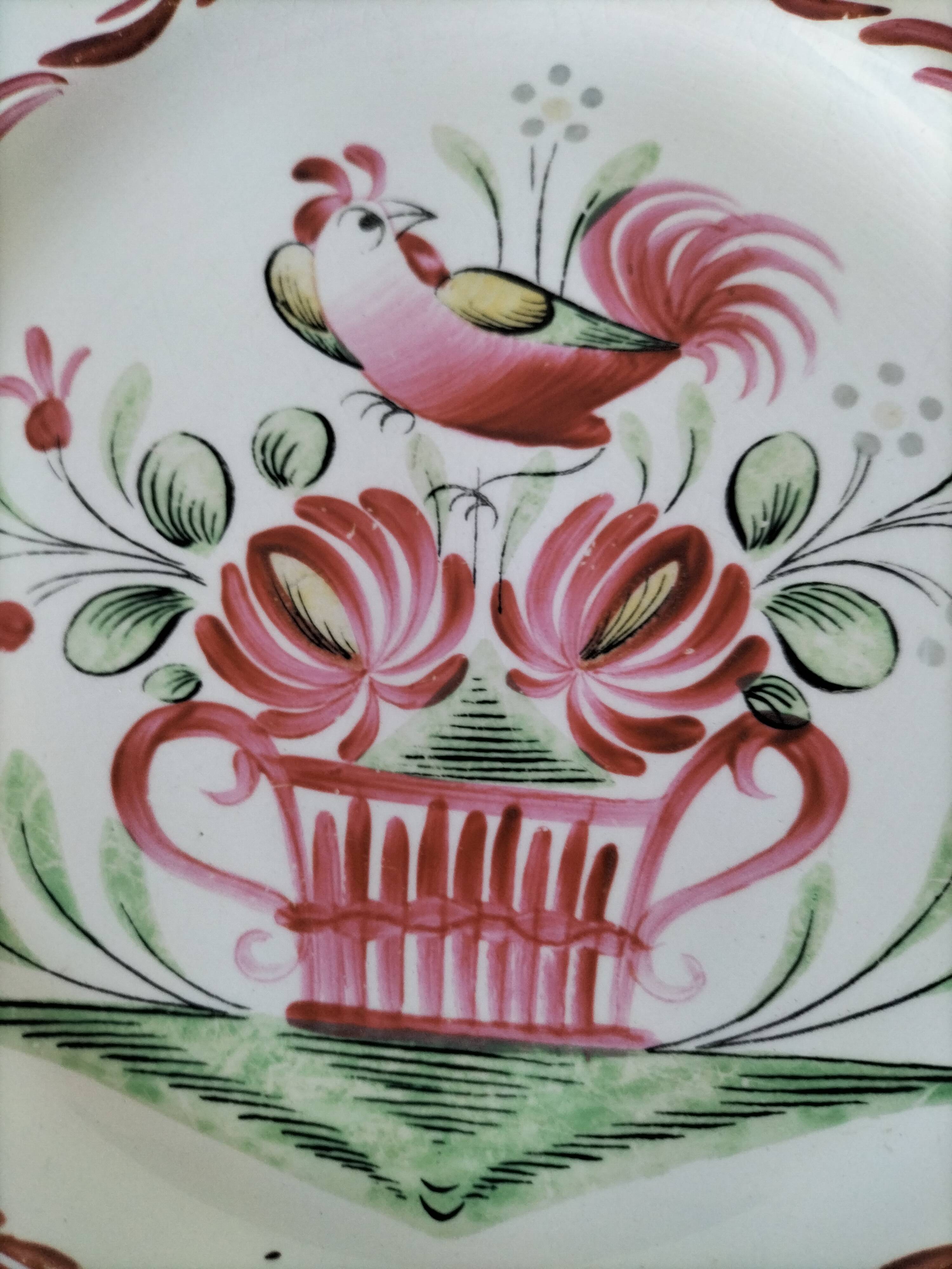 Antique plate with rooster – Keller & Guérin Lunéville